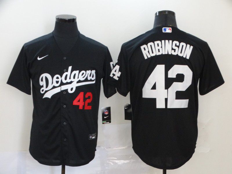 Men Los Angeles Dodgers #42 Robinson Black Nike Game MLB Jerseys->los angeles dodgers->MLB Jersey